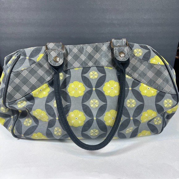 Petunia Pickle Bottom Wistful Weekender Diaper Bag Yellow Gray Floral Large Tote - Picture 2 of 15